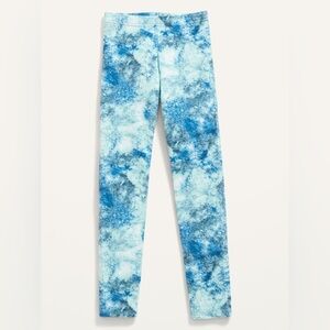 Old Navy Aqua Navy Printed Built-In Tough Full-Length Leggings Girls Small 6-7